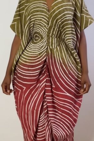 Two tone roush front v neck bubu